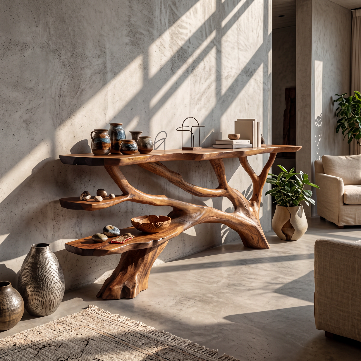 Handcrafted Live Edge Entryway Table For Bedroom Rustic Home Interior
