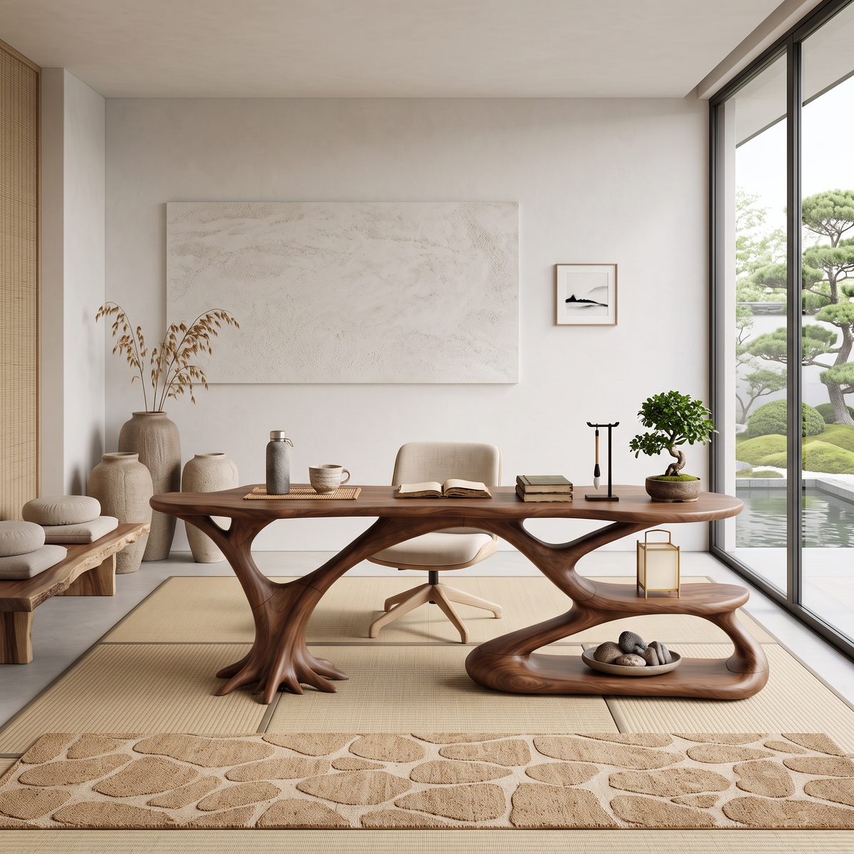 Artistic Tiered Shelf Computer Desk Living Room Office