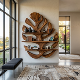 Wood Monstera Leaf Bookshelf For Modern Minimalist Home