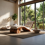 Sculptural Wood Chaise Lounge Coastal Modern Oceanfront Residence