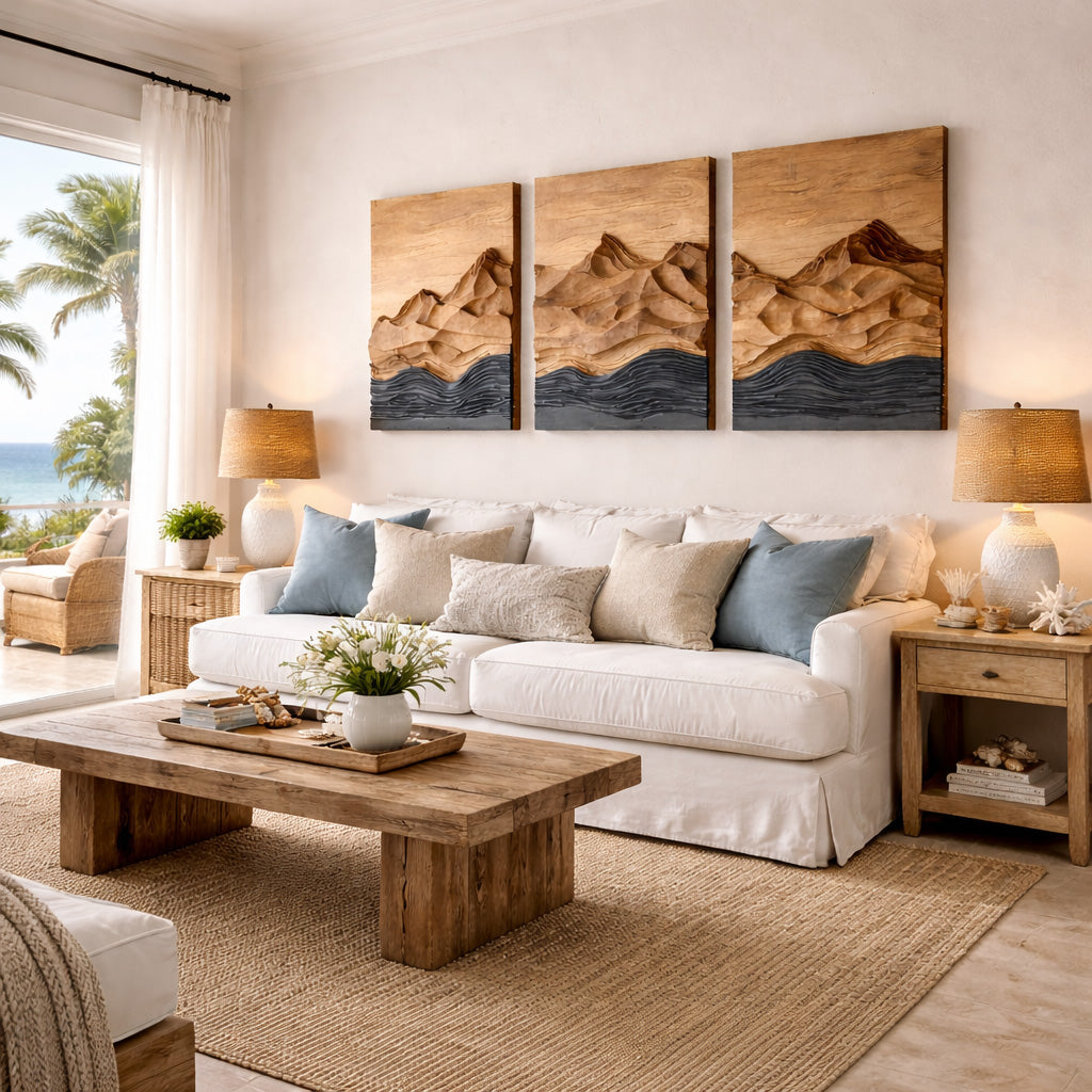 Modern Farmhouse Mountain Wood Wall Art For Living Room