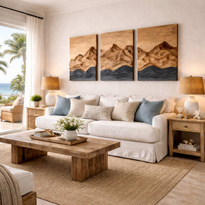 Modern Farmhouse Mountain Wood Wall Art For Living Room