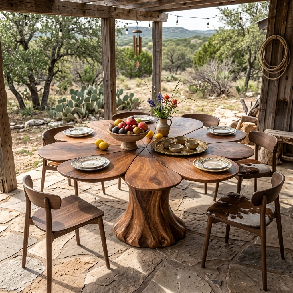 Modern Wooden Dining Table With Flower Shape For Kitchen