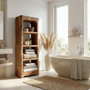 Handcrafted Wooden Bathroom Shelf With Four Tiers For Bathroom