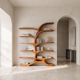 Contemporary Sculptural Curved Bookshelf For Living Room Interior