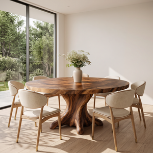 Contemporary Wooden Round Dining Table For Sophisticated Dining Room