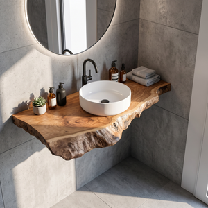 Farmhouse Bathroom Vanity In Solid Wood With Shelf