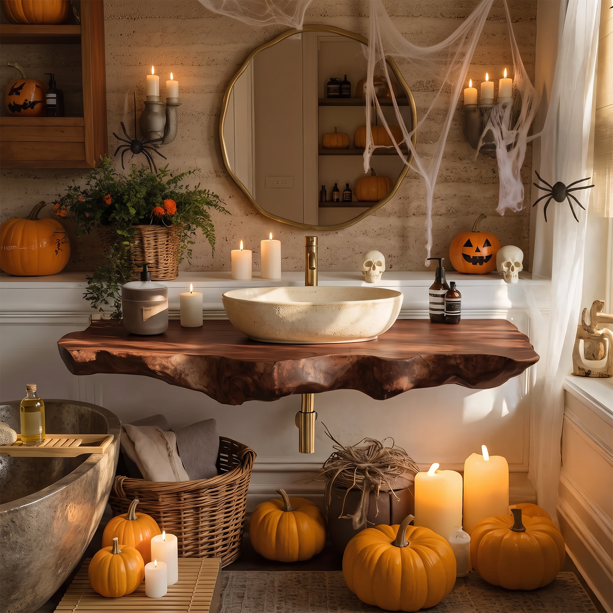Modern Wooden Live Edge Bathroom Shelf For Furniture Decor Halloween Ideas
