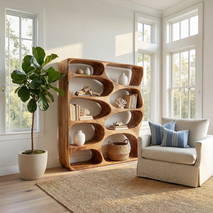 Minimalist Modern Curved Bookshelf Home Office Storage