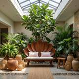 Contemporary Lotus Flower Back Bench For Bedroom Interior Space