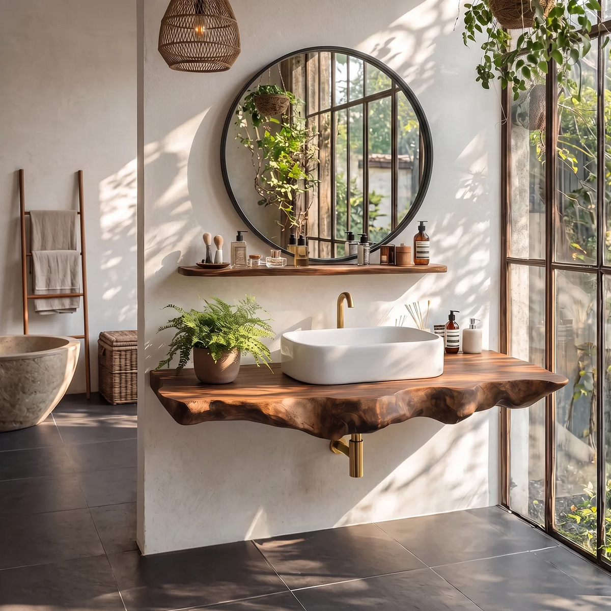 Live Edge Floating Vanity For Bathroom Interior