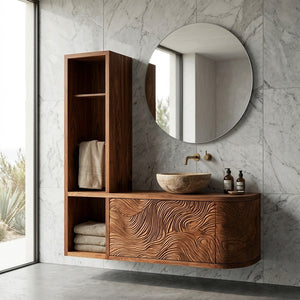 Organic Bathroom Vanity With L-shaped For Master Bathroom