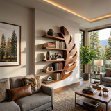 Contemporary Wooden Leaf Shape Floating Bookshelf For Home Decor