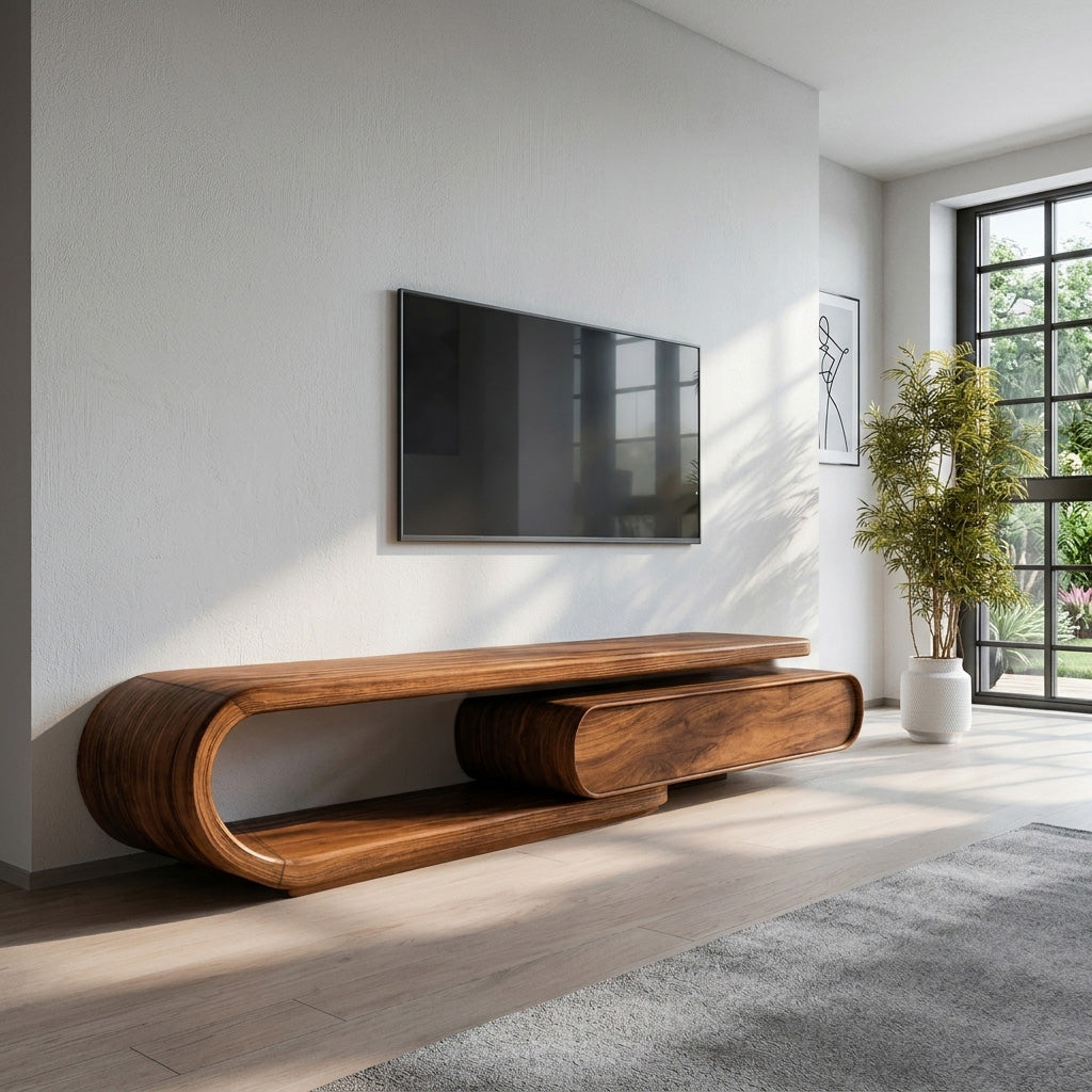 Organic Curved TV Cabinet For Modern Home