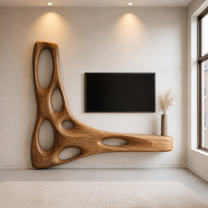 Artistic Organic Wall Mounted Media Console For Living Room