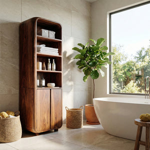 Modern Bathroom Cabinet With Rounded Edges For Spa Decor