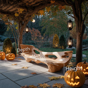Artistic Halloween Live Edge Bench For Outdoor Or Entryway
