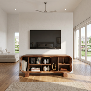 Mid Century Rounded TV Stand For Great Room Interior