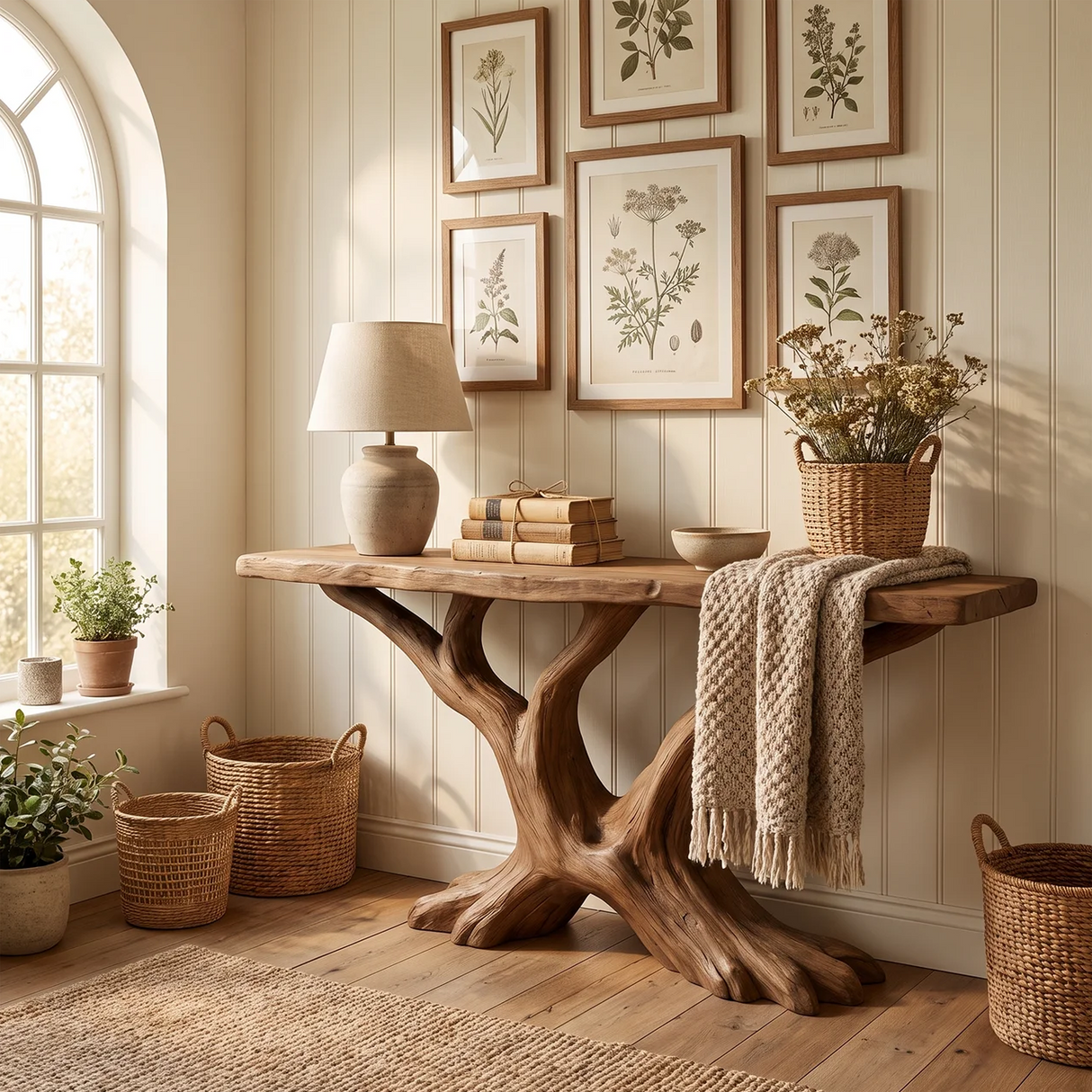 Contemporary Sculptural Console Table Modern Entryway