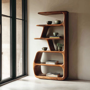 Rustic Wooden Standing Shelf For Apartment Storage