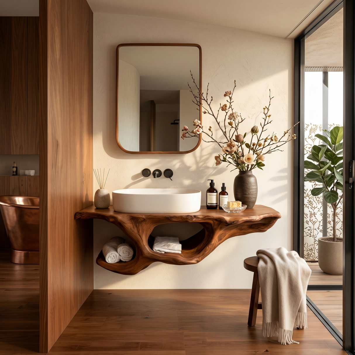 Organic Live Edge Floating Vanity Spa Retreat