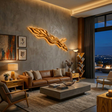 Rustic Wood LED Wall Sculpture With Undulating Shape For Bedroom Decor