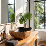 Solid Wood Sink Mid Century Look For Bathroom Interior