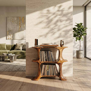 Rustic Record Stand Vintage Living Room Vibe