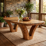 Modern Wooden Dining Table With Unique Base For Kitchen
