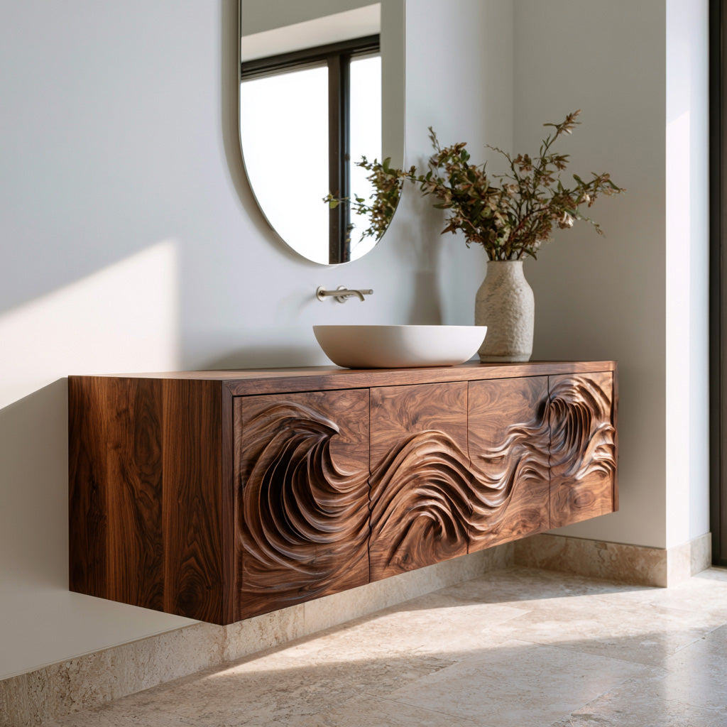 Luxury Bathroom Cabinet With Carved Front For Modern Bathroom