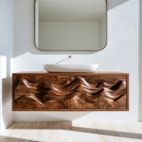 Organic Bathroom Vanity With Carved Mountain Front For Luxury Bathroom