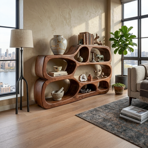 Artistic Curved Bookshelf For Living Room Styling