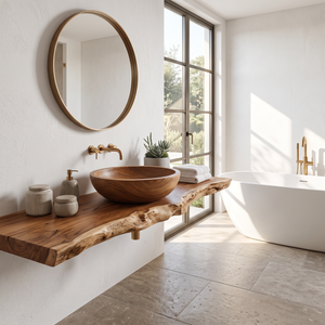 Rustic Wood Wash Basin For Cozy Bathroom Vanity Decor