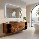 Modern Ocean Wave Bathroom Vanity With Open Storage For Bathroom