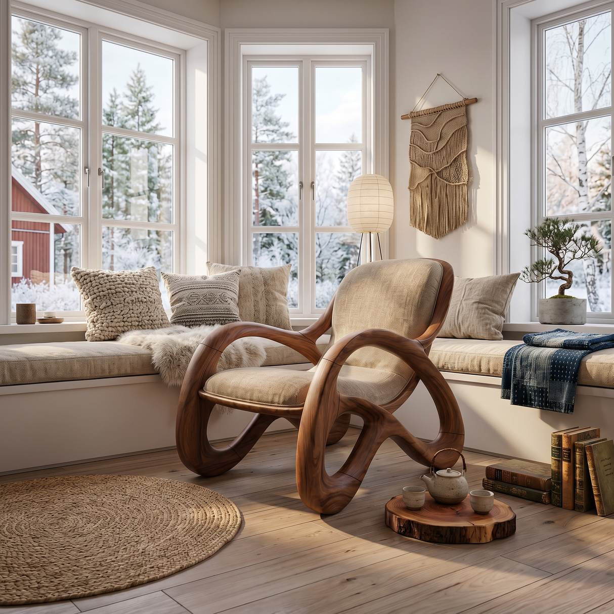 Premium Walnut Armchair for Open-Concept Modern Living Spaces