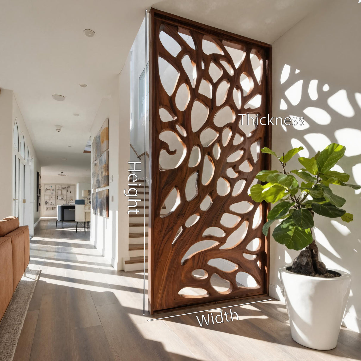 Modern Flowing Carved Divider For Living Room