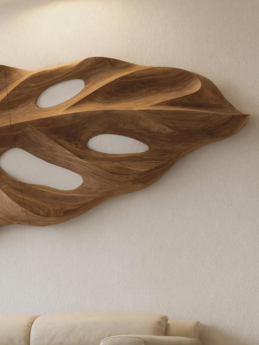 Organic Wall Art With Leaf Panel Design For Living Room