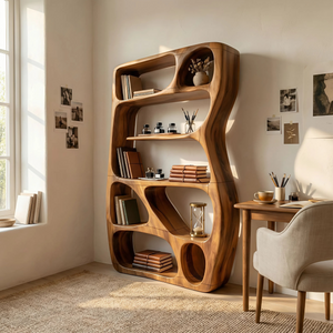 Scandinavian Sculptural Bookshelf Storage Organizer For Living Room