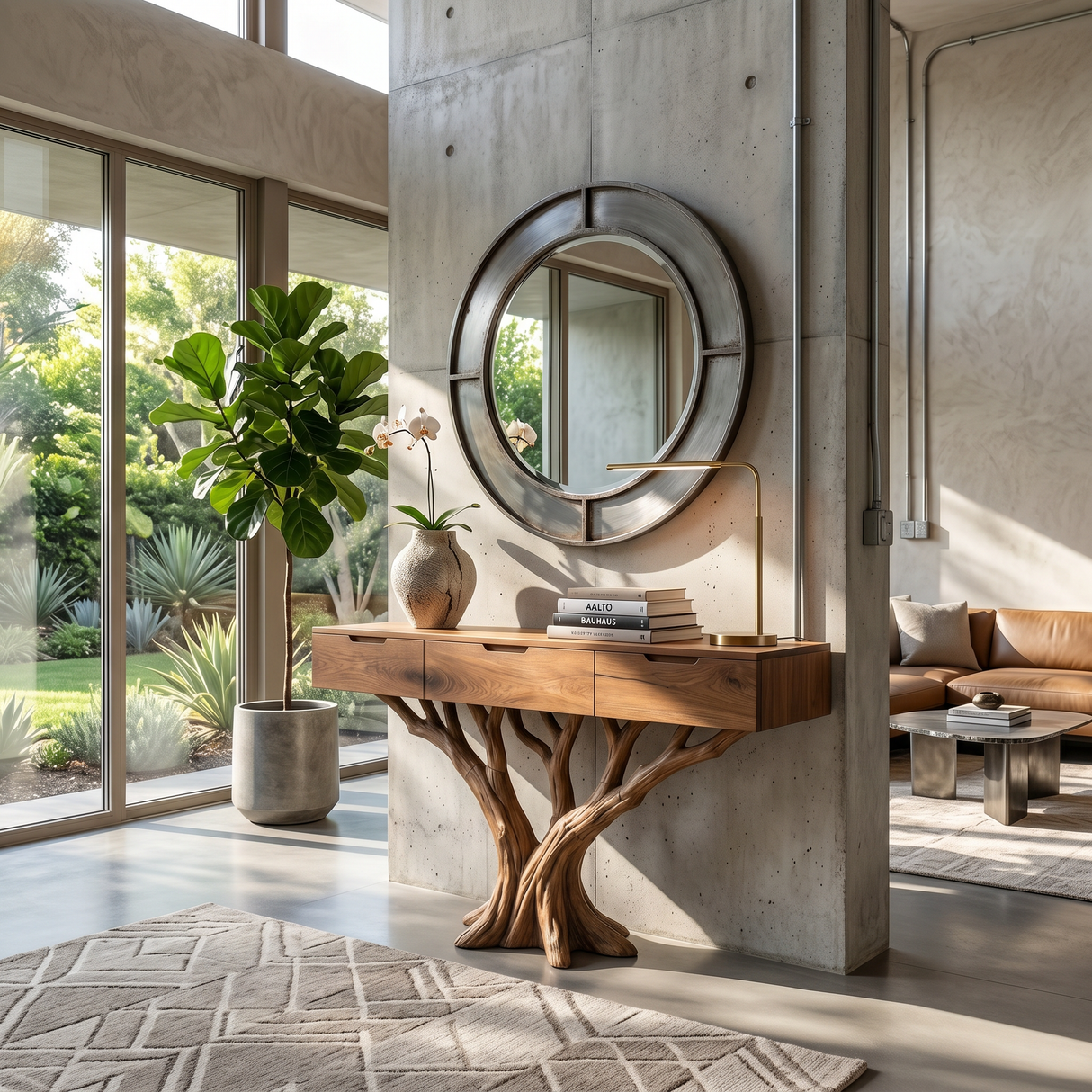 Industrial Tree Root Console Table Modern Loft