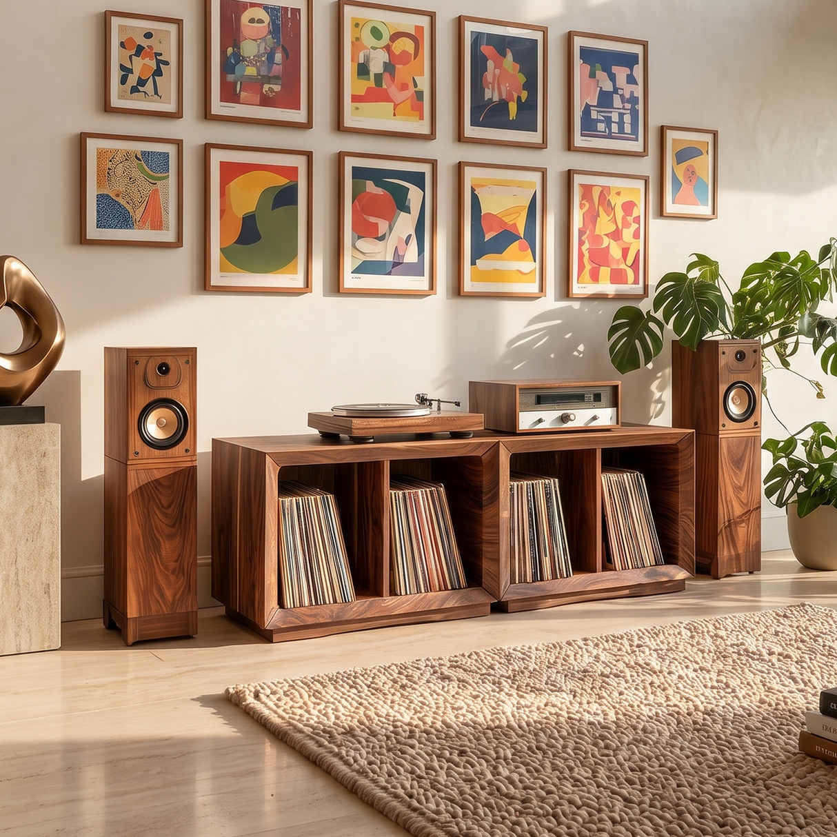 Contemporary Modular Vinyl Storage Cabinet Audiophile Lounge
