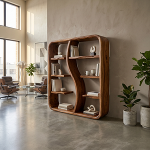 Modern Wooden Storage Bookshelf With Open Shelves