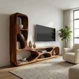 Organic Natural Wood TV Wall Unit For Living Room