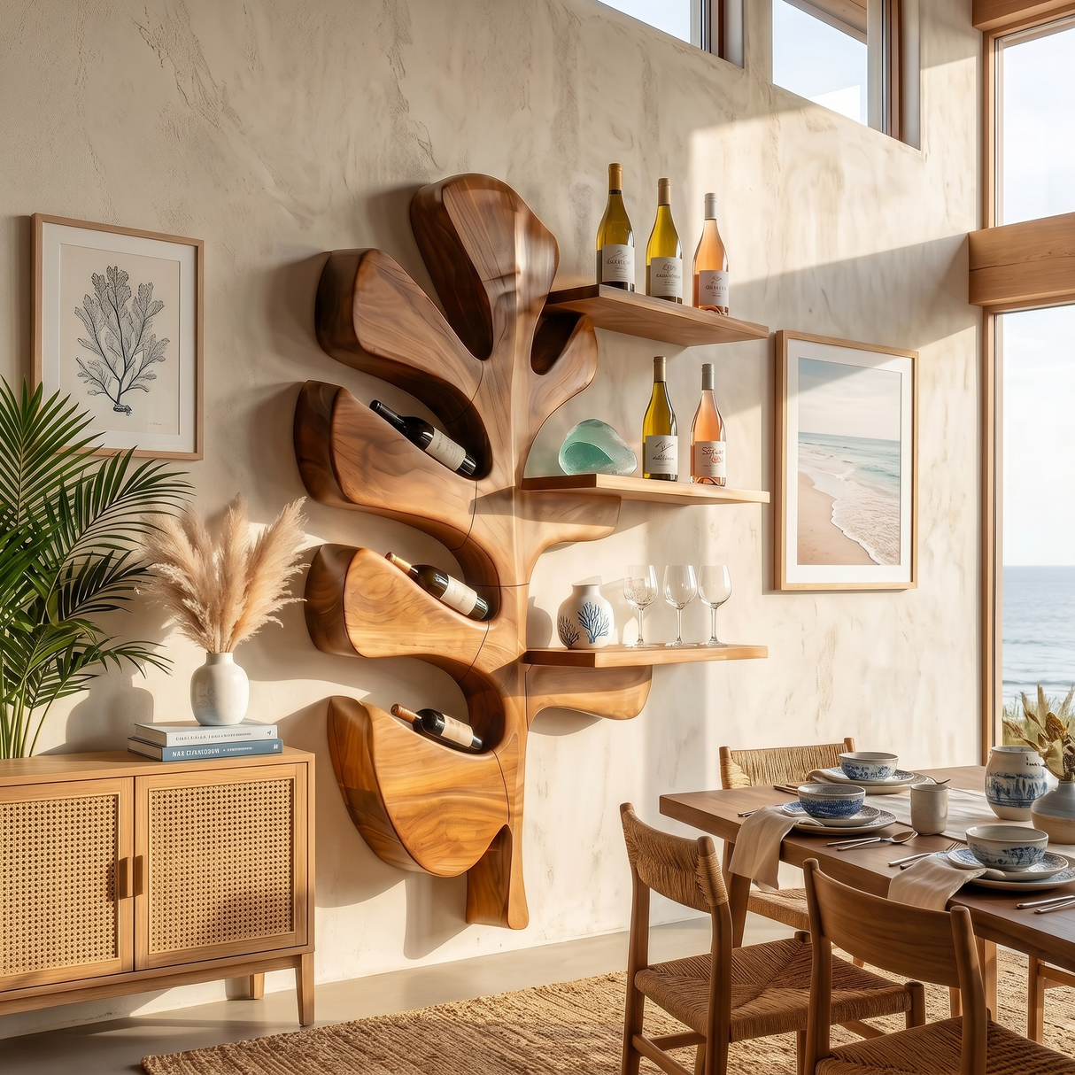 Modern Wall Wine Rack For Dining Room Bottle Accent Storage