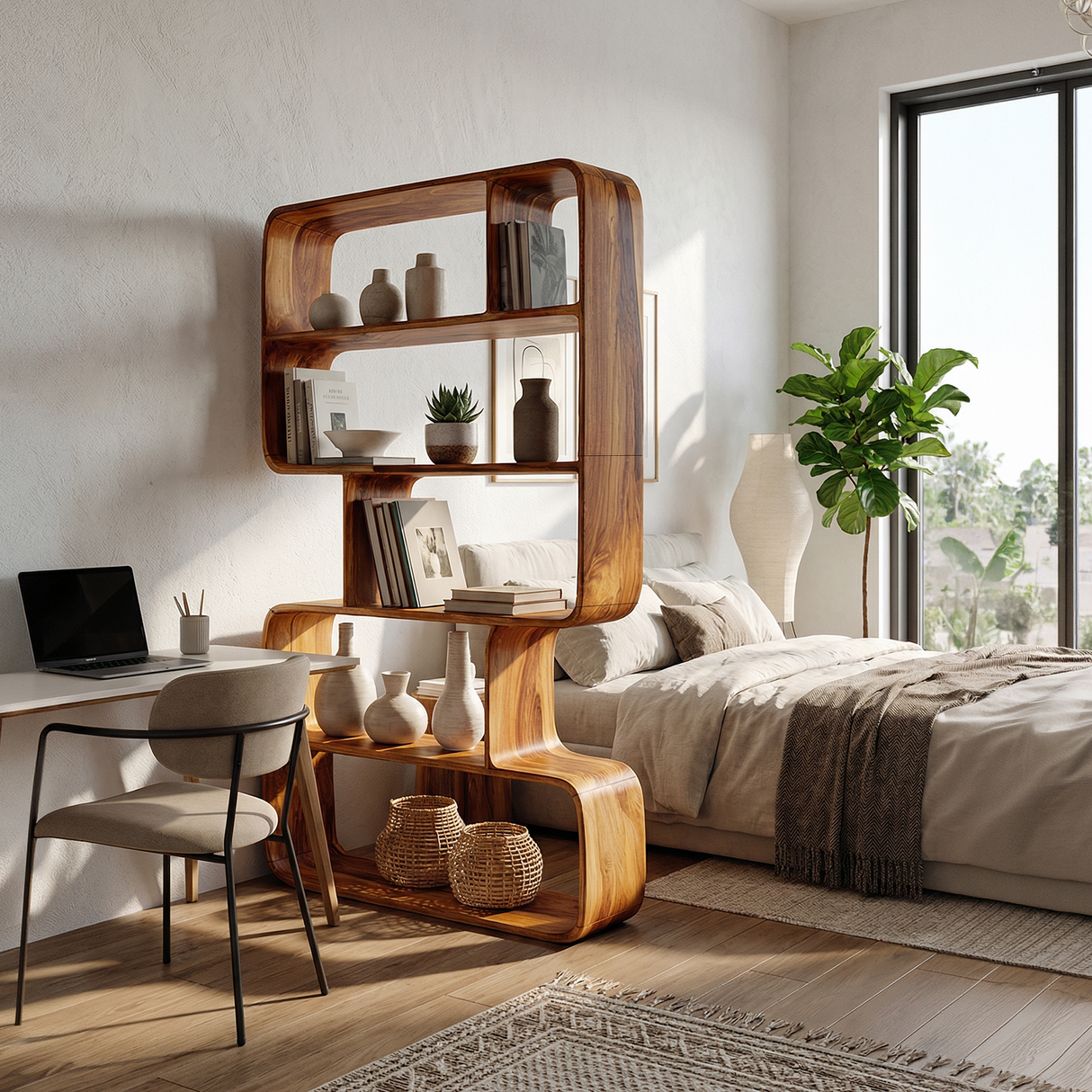 Organic Sculptural Bookshelf For Living Storage Display