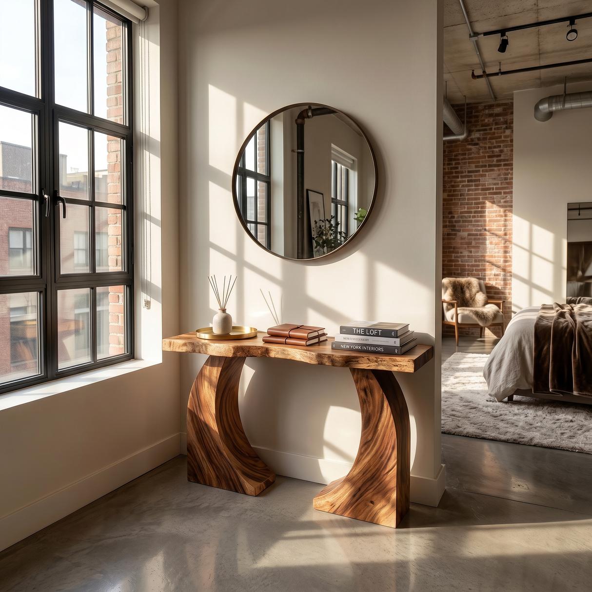 Handcrafted Wood Console Table For Coffee Bar Styling