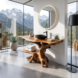 Farmhouse Live Edge Bathroom Vanity Rustic Solid Wood For Bathroom
