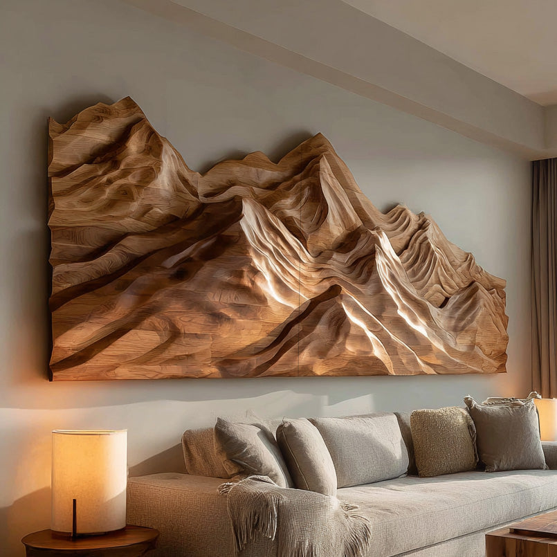 Artistic Wood Wall Art Layers Mountain Design For Living Room