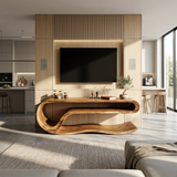Organic Curved Media Console For Lake House Living Room