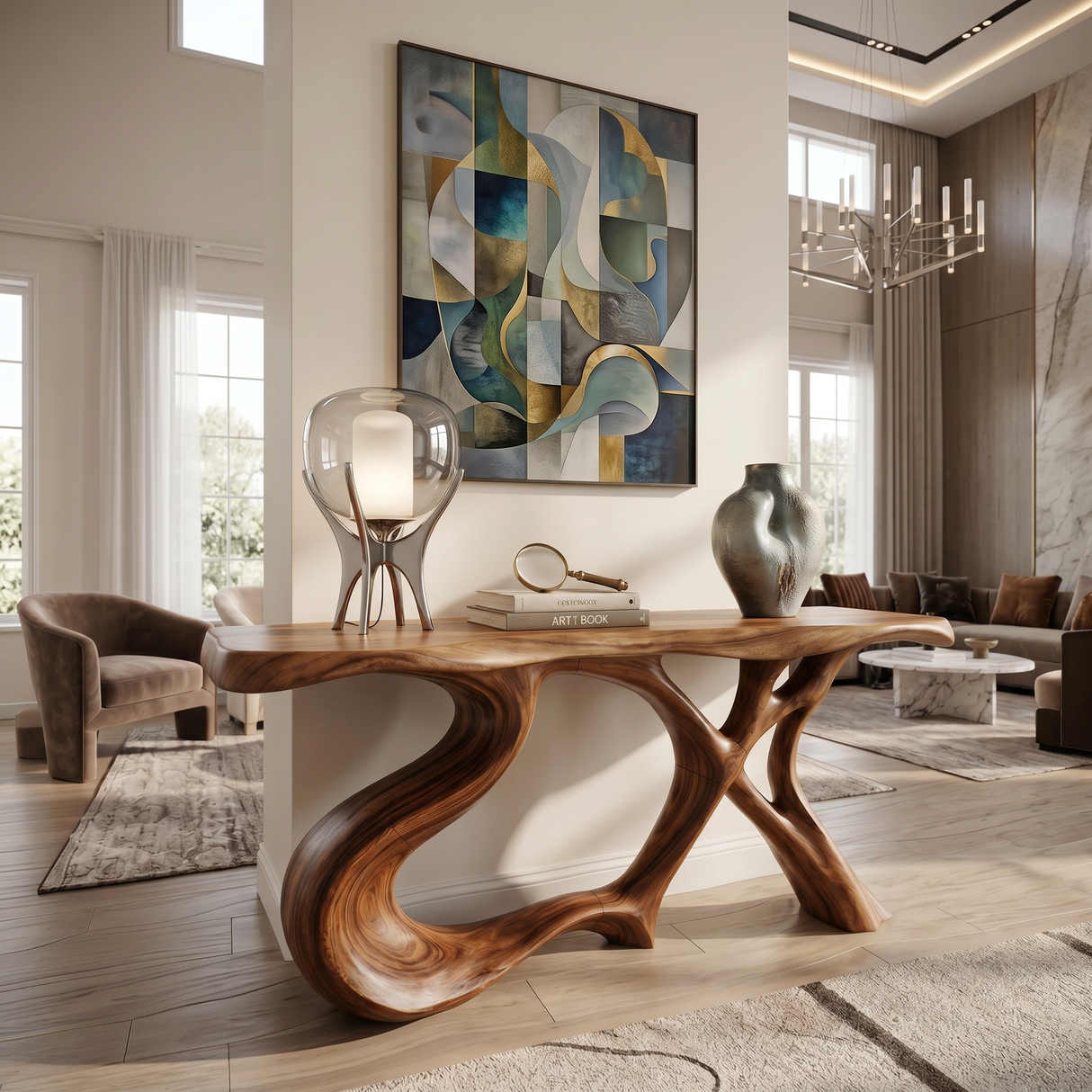 Organic Root Base Console Table Luxury Living Room