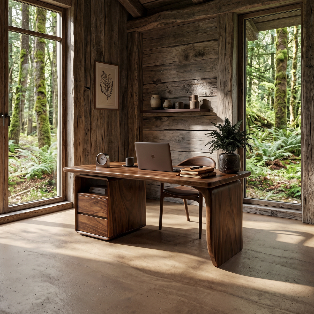 Japandi Study Desk With Curved Legs For Zen Office Room